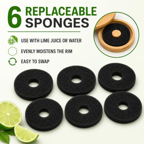 Wadoy 3-Tier Bamboo Cocktail Rimmer Set with Protective Lid & Replaceable Sponges