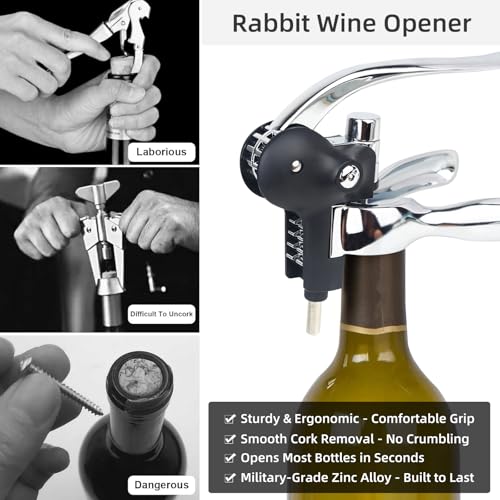 QONYFONE Futura Silver Lever Wine Opener with Gift Box – Easy Corkscrew Set