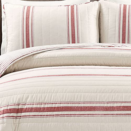 Farmhouse Stripe Reversible Cotton Quilt Set - California King