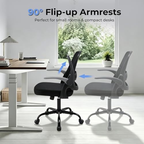 Ergonomic Mesh Office Chair with Flip-Up Arms and 3-Inch Cushion