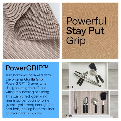 Non-Adhesive Drawer & Shelf Liner - Thick Grip Protection Mat, 12" x 10'