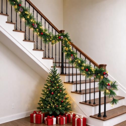 6ft Pre-Lit Smoky Pine Garland with 20 LEDs, Timer Battery Operated