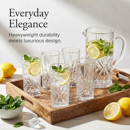 Godinger Dublin Crystal Highball Glasses Set of 12, 11oz Elegant Irish Barware