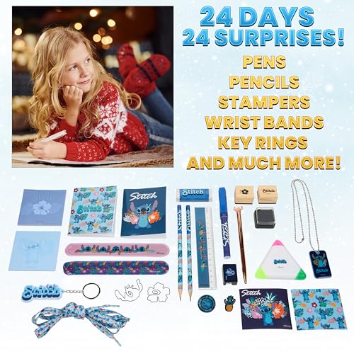 Kids Christmas Advent Calendar 2025 with 24-Piece Stationery Set