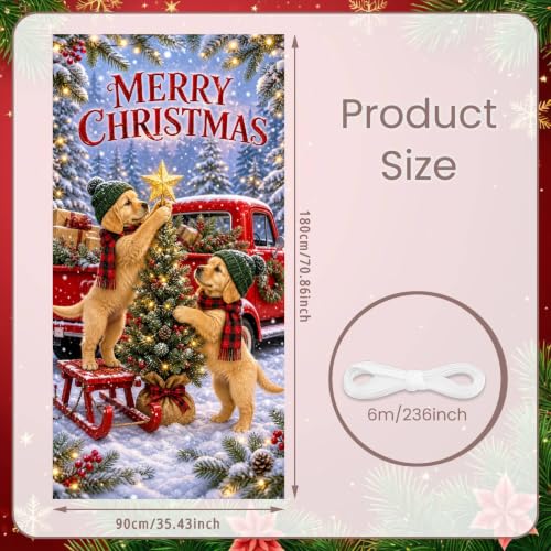 Siglowvix Dog Themed Merry Christmas Golden Retriever Door Banner 35x71 In Holiday Decor