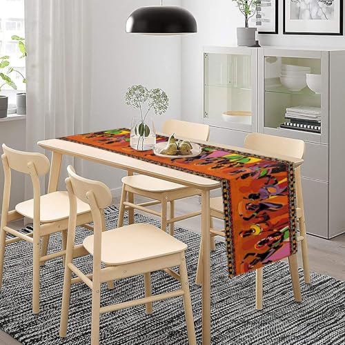 DKMQQUL African Table Runner 13x36 Inch Retro Black Women Tribal Decor Kwanzaa
