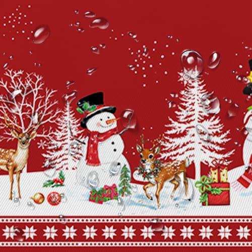 Yighty 70x70 Inch Red Snowman Christmas Tablecloth Waterproof Durable Holiday Decor