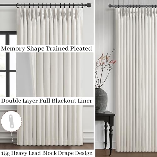 100% Blackout Linen Curtains 2 Panel Set, 40x96 Inches, Insulated