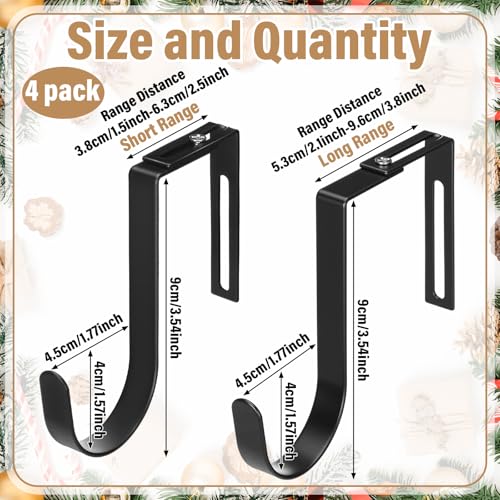 Adjustable Over the Door Wreath Hanger 4-Pack - Fits 1.5-3.78 Inch Doors