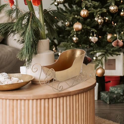 Christmas Mini Iron Sleigh Decor for Holiday Table & Desktop Festive Decor