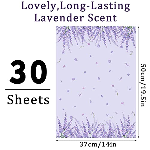 Lavender Scented Drawer Liners - 30 Sheets Non-Adhesive Floral Paper
