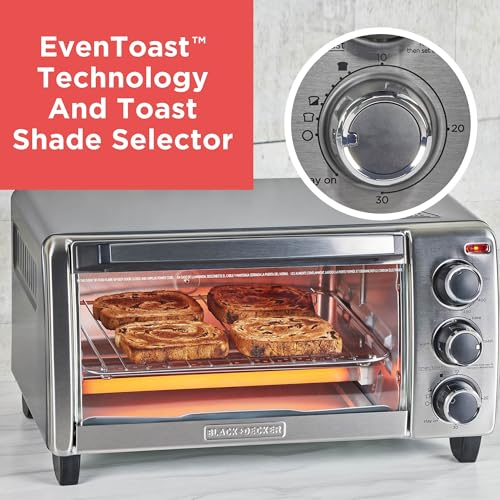 Compact 4-Slice Countertop Toaster Oven with Timer & Removable Crumb Tray