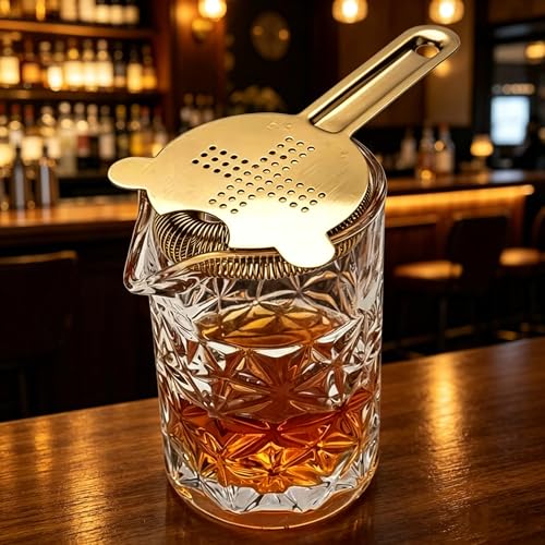 Homestia Hawthorne Cocktail Strainer Gold - 2-Prong Bar Tool for Shaken Drinks