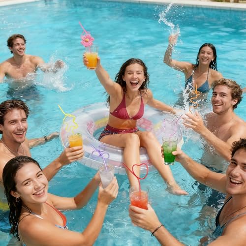 Didaey 120 Pcs Reusable Crazy Silly Drinking Straws - Stylish Colorful Design