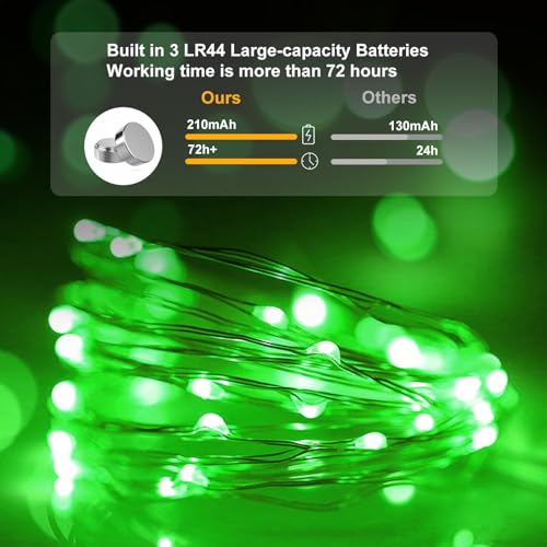 Pozzolanas Green 100 Pack Waterproof Battery Operated String Lights - 7ft Fairy Lights for Home, Weddings, Parties, Halloween, Christmas