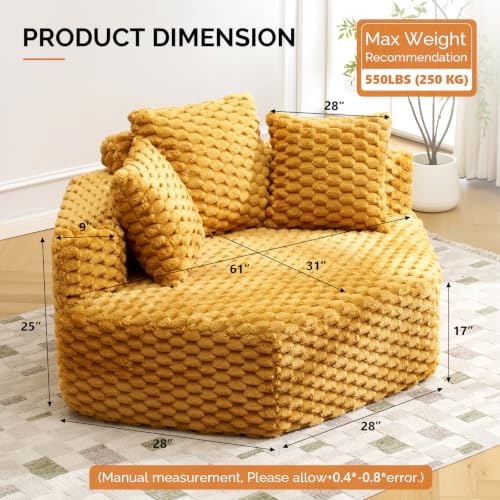 Modular Hexagon Chaise Lounge Sofa, Plush Corduroy Corner Chair for Living Room