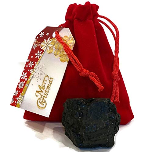 Authentic Lump of Coal Christmas Gag Gift in Red Velvet Jewelry Bag