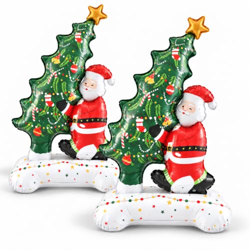 CGIYYAR 2 Pack Christmas Santa Balloons 3.5FT Self-Standing Holiday Decor
