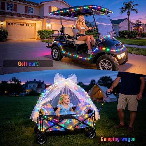 2 Pack Battery Operated LED Rope Lights, 66ft Waterproof String Lights