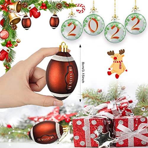 Sports Theme Christmas Tree Ball Ornaments - Set of 6 Red Baubles