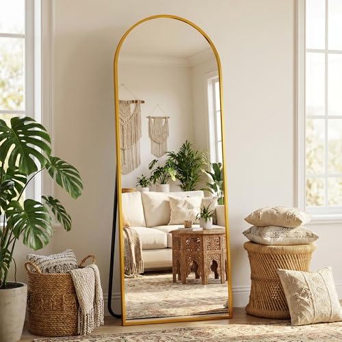 59" x 18" Arched Full Length Floor Mirror, Shatter-Proof Standing Wall Mirror