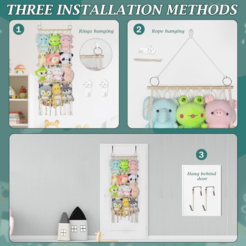 Boho Over-the-Door Stuffed Animal Organizer Hanging Toy Storage Hammock