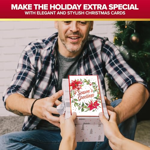 Decorably 40 Pack Foil Embossed Christmas Cards with Envelopes & Stickers
