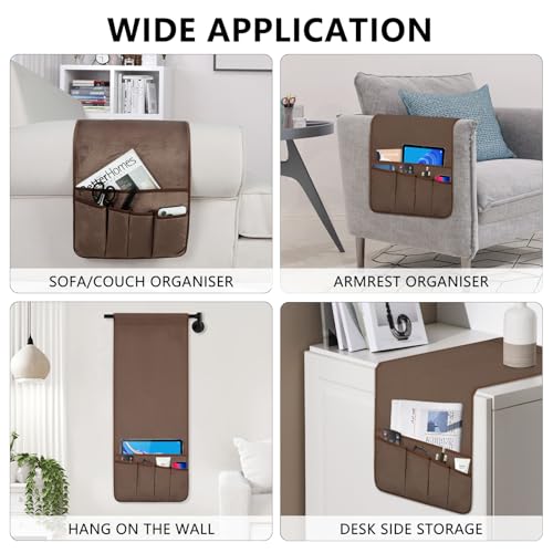 Armchair Remote Control Holder with 5 Pockets, Non-Slip Couch Caddy Organizer