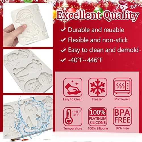 G-49 Christmas Fondant Mold Set — Santa, Reindeer & Snowman Silicone Molds