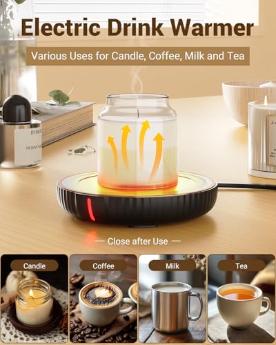 Electric Mug Warmer & Candle Warmer Plate for Desk - Coffee Cup Heater