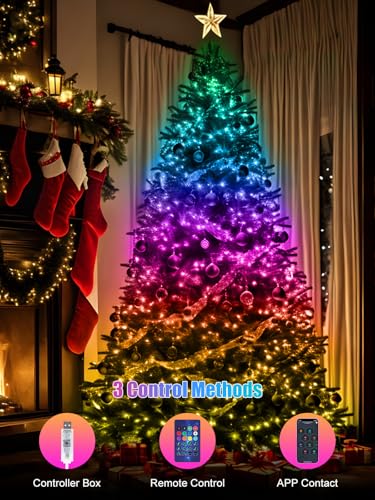 Electight 49FT RGB Smart IC Fairy Lights with App & Remote Control, Multicolor LED String Lights
