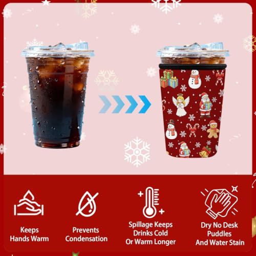 Roneenz Angel1 Reusable Neoprene Coffee Sleeve 3-Pack - Festive Holiday Drink Insulators for 16-32oz Cups