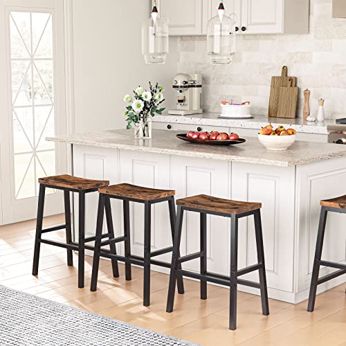 Industrial Saddle Bar Stools - 23.6 Inch Counter Height Set of 2