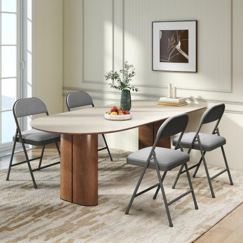 4-Pack Padded Folding Chairs, Fabric Dining Chairs with Metal Frame