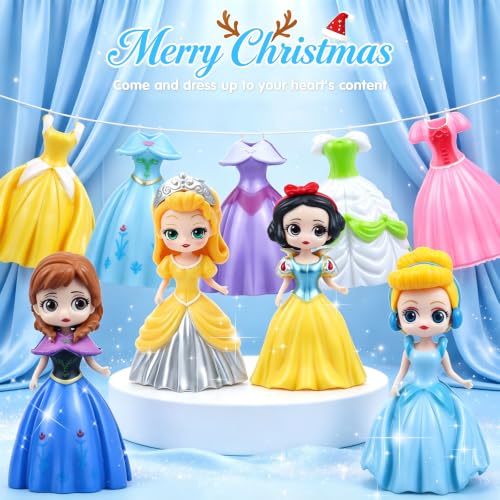 24-Day Princess Doll Christmas Advent Calendar Set with 12 Outfits