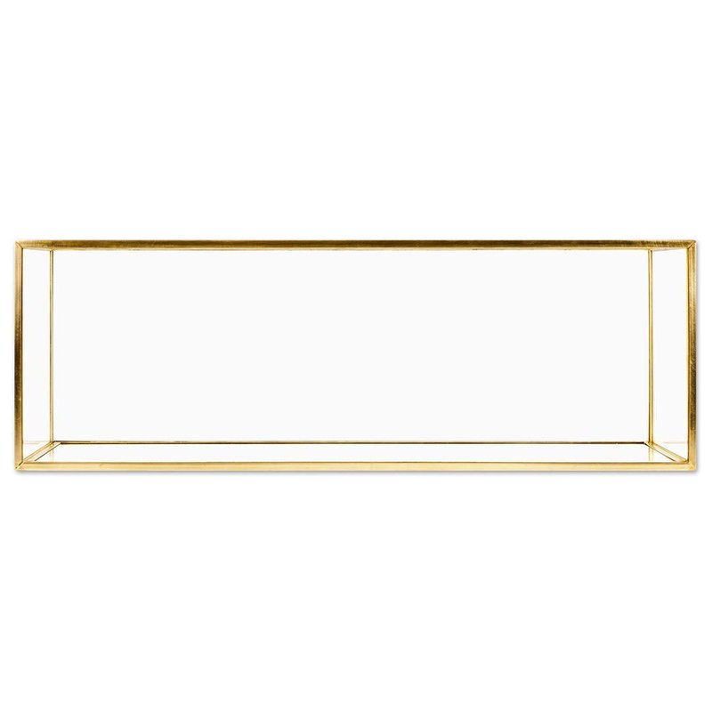 Koyal Wholesale 1 Pcs Long Glass Candle Holder Tray 24 Inch Gold and Glass Long Tray for Table Centerpiece, Rectangular Candle Holder, Long Gold Rectangle Tray, Wedding Table Centerpieces