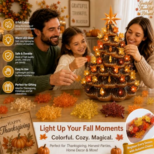 60 Pcs Maple Leaf Ceramic Tree Replacement Bulbs (5mm Stem, 6 Fall Colors)