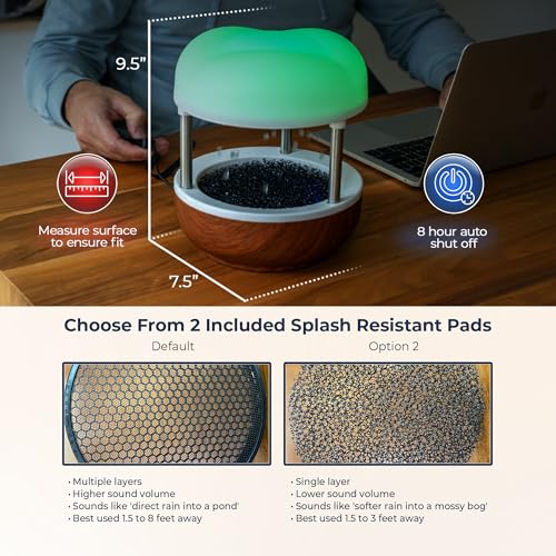 Tabletop Water Fountain with Quiet Pump & LED Light | Zen Desk Decor