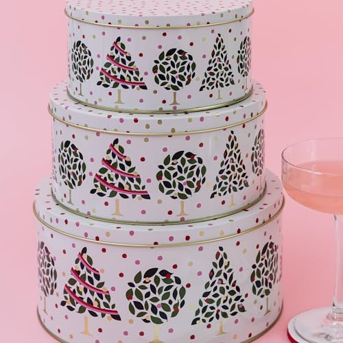 Kate Spade New York Set of 3 Confetti Dot Nesting Cookie Tins, Festive Holiday Storage