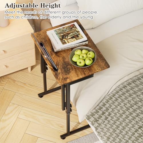 Adjustable C-Shaped Folding TV Tray Table - Portable Snack End Table