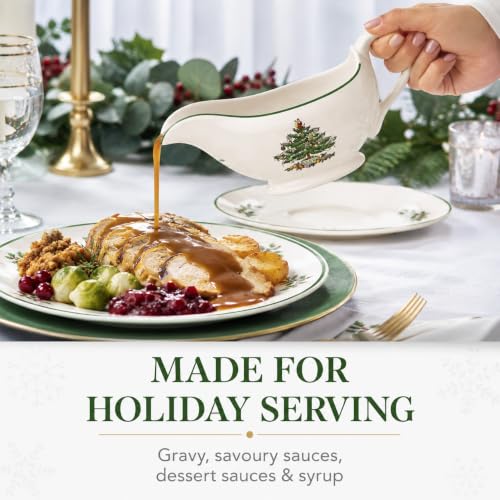 Spode Christmas Tree Gravy Boat with Stand, 9 oz – Set of 2, Stoneware