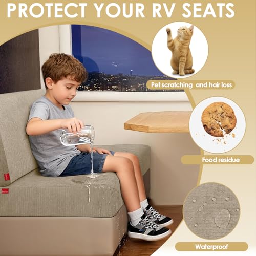 Waterproof RV Dinette Cushion Covers - Washable Seat Slipcovers