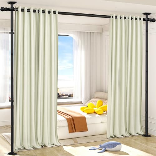 Adjustable Room Divider Tension Rod, No-Drill Floor-to-Ceiling Curtain Stand