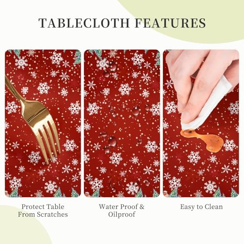 Geoocii Christmas Snowman Tablecloth 60-Inch Round Red Holiday Decor