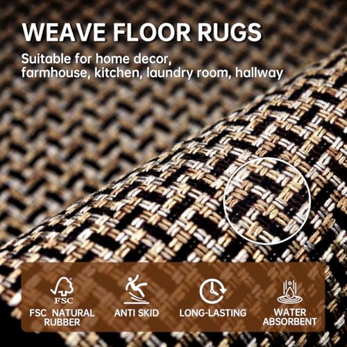 Non-Slip Kitchen Rug and Mat Set - 2 Piece Absorbent Cushioned Floor Mats