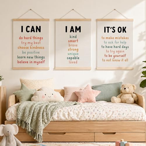 Inspirational Classroom Wall Art Poster Set 12x16 Inch Positive Affirmations