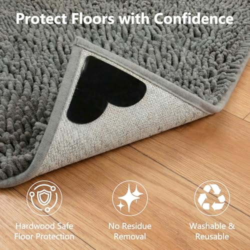 16PCS Non-Slip Rug Pad Grippers, Washable Heart-Shaped Carpet Corner Stickers
