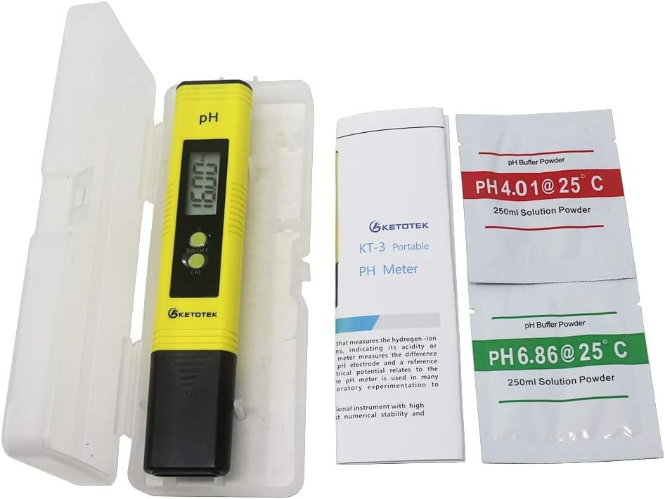 KETOTEK Digital PH Meter for Water, PH Pen Meter with ATC, PH Tester with 0.00-16.00ph Measure Range for Drinking Water, Hydroponic, Aquarium, Swimming Pool, Accuracy ±0.01pH