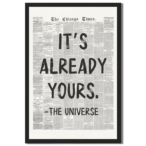 Framed Retro Newspaper Motivational Quote Canvas Wall Art 8x12 Inch