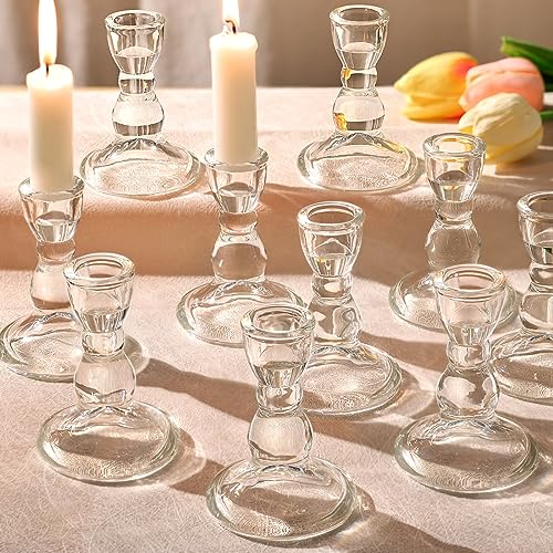 24 Pcs Taper Candle Holders Bulk Set 3.55''x2.56'' for Weddings & Home Decor